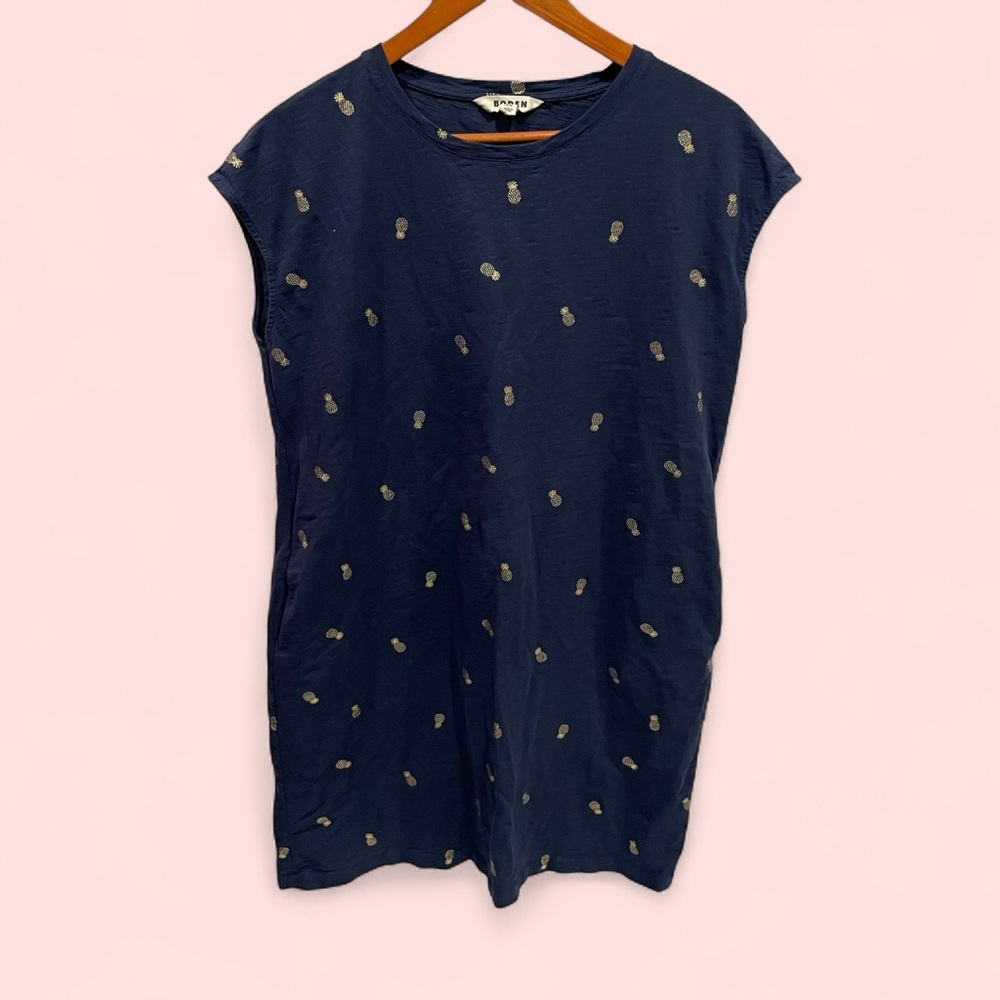 Boden Navy Pineapple Print Shift Dress